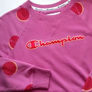 Cute Pink Sweatshirt with Polka Dotted Sleeves